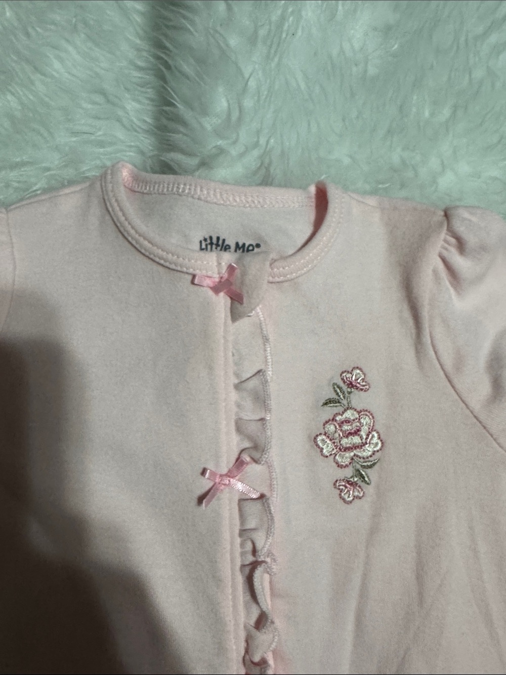 Carter's Light Pink Ruffled Footed One-Piece - Picture 4 of 5